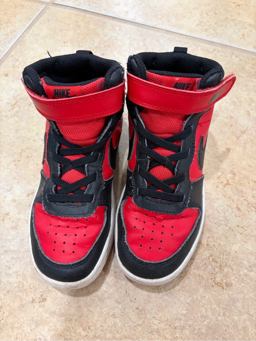Nike Kids Red and Black High-Top Sneakers